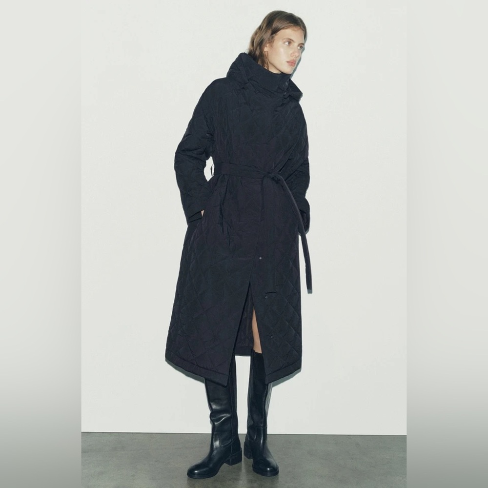 ZARA Women's Black Quilted Coat